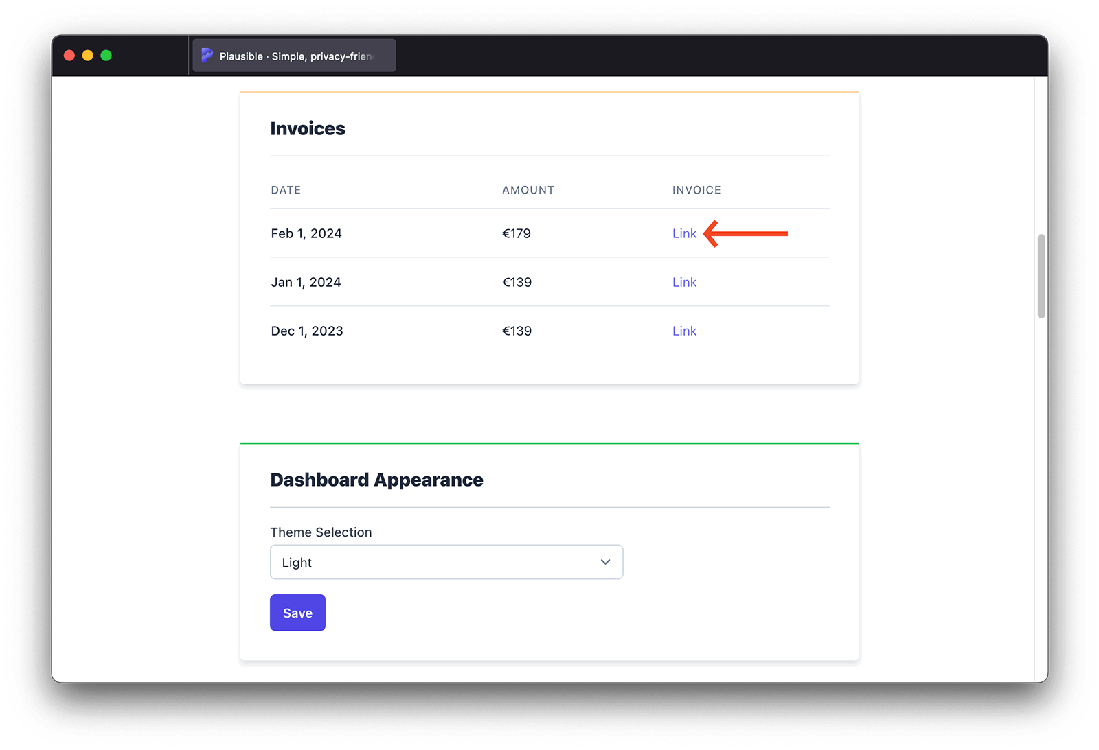 Download Plausible invoice